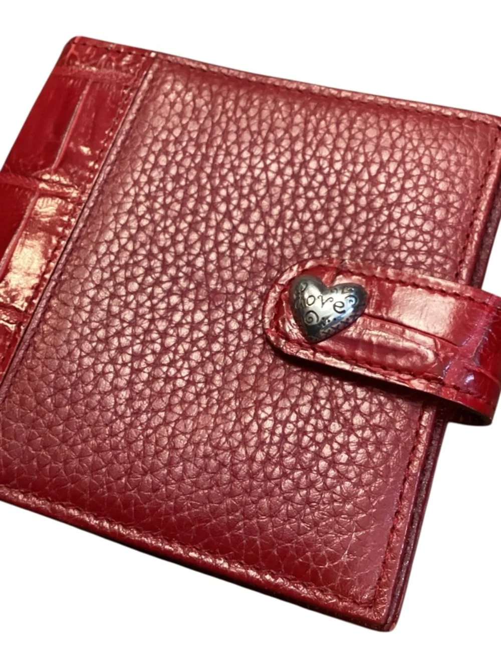 Brighton Bellissimo Red Pebbled Leather Silver-tone Heart Small Wallet